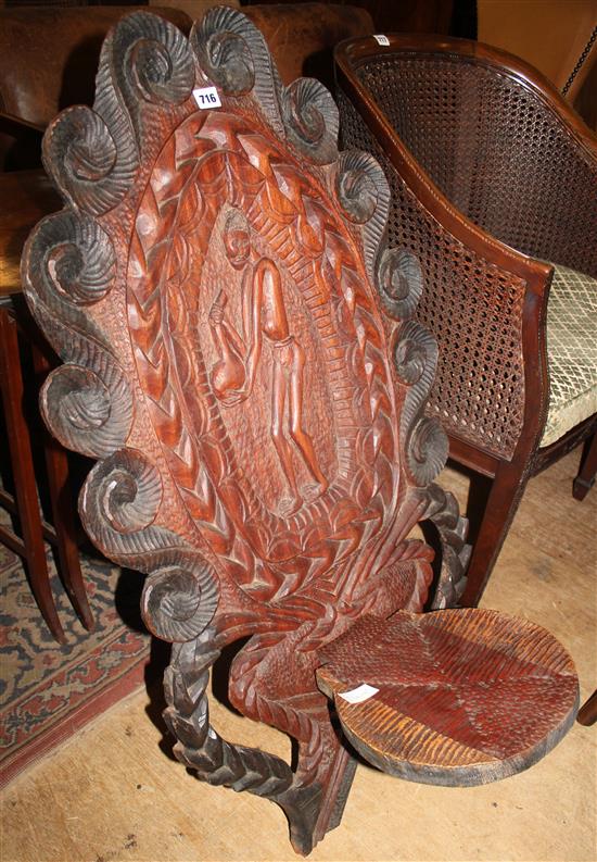 Carved tribal chair